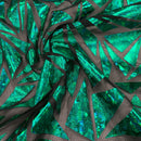Abstract Triangle Foil Printed Mesh Fabric | Blue Moon Fabrics