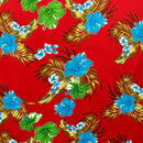 Red colored Aloha Garden Polyester Glitter Fabric