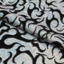 Flame Flocked Hologram Spandex Fabric | Blue Moon Fabrics