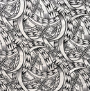 White Floral Traditional Polynesian Tattoo Background Poly Cotton Fabric
