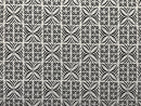 2nd image of Black & White Geometric Floral Panel Polyester Foil Fabric