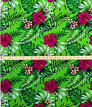 2nd measurement of Hibiscus Plumeria Tropical Leaves All Over Design Cotton Fabric