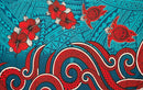 Teal colored Hibiscus Turtles Waves Polyester Sarong