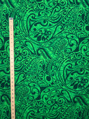 Polynesian Tribal Stems & Leaves All Over Design Cotton Light Barkcloth Fabric | Islands Fabric