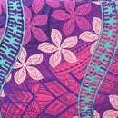 Plumeria Curved Double Border Peachskin Fabric | Islands Fabric