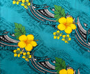 Hibiscus Tribal Polynesian Tattoo Peachskin (Polyester) Fabric | Islands Fabric