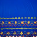 Plumeria Flower Embroidered Double Border Polyester Fabric | Islands Fabric
