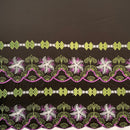 Plumeria Flower Embroidered Double Border Polyester Fabric | Islands Fabric