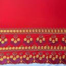 Hibiscus Double Border Embroidered Polyester Fabric| Islands Fabric