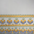 Hibiscus Double Border Embroidered Polyester Fabric| Islands Fabric