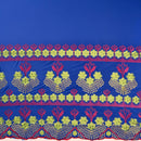 Hibiscus Double Border Embroidered Polyester Fabric| Islands Fabric