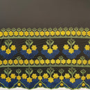 Hibiscus Double Border Embroidered Polyester Fabric| Islands Fabric