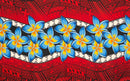 Plumeria Zig Zag Middle Border Sarong | Islands Fabric