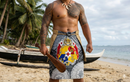 Kingdom of Tonga Seal Plumeria Tattoo Design Tupenu| Islands Fabric