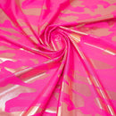 Neon Nugi Foil Printed Cationic Spandex Fabric | Blue Moon Fabrics