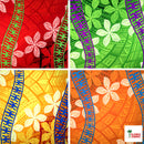 Plumeria Curved Double Border Peachskin Fabric | Islands Fabric
