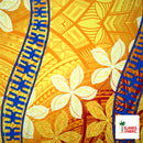 Plumeria Curved Double Border Peachskin Fabric | Islands Fabric