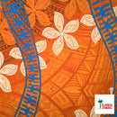 Plumeria Curved Double Border Peachskin Fabric | Islands Fabric