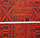 Blood Orange Polynesian Motif Barkcloth Fabric