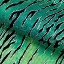 Serengeti Foil Glittered Flocked Stretch Spandex Fabric | Blue Moon Fabrics
