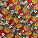 Red/Yellow Tiare Split Leaf Monstera Poly-Cotton Fabric