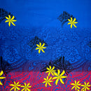 Blue colored Tiare Traditional Tattoo Gradient Cotton Fabric
