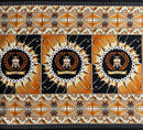 Black colored Tongan Seal Double Border Cotton Light-Barkcloth Fabric 