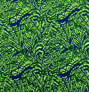 2nd image of green colored Traditional Polynesian Tattoo Swirl design Cotton Light Barkcloth Fabric