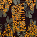 Hibiscus Geometric Floral Design | Rayon Fabric Gray