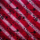 Light Pink/Red Diagonal Traditional Tattoo Gradient design with Tropical Leaves Rayon Poplin Fabric