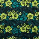Hibiscus/Plumeria/Monstera Leaf | Polyester Fabric Lime/Green