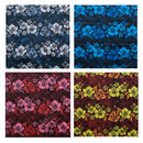Swatches of Hibiscus/Plumeria/Monstera Leaf Polyester Fabric