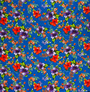 Hibiscus Palm Leaves Cluster All Over design Cotton Fabric | Islands Fabric