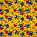 Hibiscus Palm Leaves Cluster All Over design Cotton Fabric | Islands Fabric