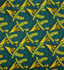 Green/Yellow Polynesian Tribal Triangle formation design Fabric