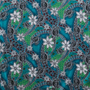 Aqua colored Tiare Sea Turtles Polynesian Tribal Design Rayon Fabric