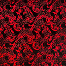 Black/Red colored Tiare Swirls Fabric
