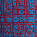 Blue/Fuchsia colored Traditional Polynesian Tapa Design Fabric