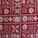 White/Red Traditional Polynesian Tapa Design Fabric