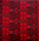 Red & Black Traditional Polynesian Tapa Light Barkcloth Fabric