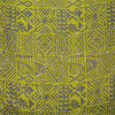 Lime Green & Gray colored Traditional Polynesian Tapa Light Barkcloth Fabric