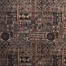 Khaki colored Traditional Polynesian Tapa design Polyester Fabric