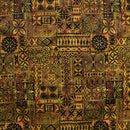 Yellow colored Traditional Polynesian Tapa design Polyester Fabric