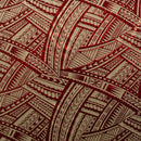Beige/Red colored Traditional Polynesian Tattoo Design Foil Fabric