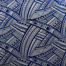 Royal/White Traditional Polynesian Tattoo Design Foil Fabric