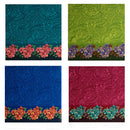 Swatches of Traditional Polynesian Tattoo Rose Polka Dot Border Peachskin Fabric