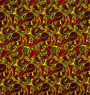 Yellow/Red Traditional Polynesian Tattoo Swirl All Over fabric (Light Barkcloth)