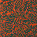 Orange & Green Traditional Polynesian Tattoo w/ Flower Flocking Fabric