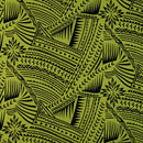 Avocado Green Traditional Polynesian Tattoo w/ Flower Flocking Fabric