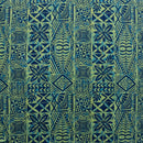Green colored Traditional Tongan Geometric Design Peachskin Fabric